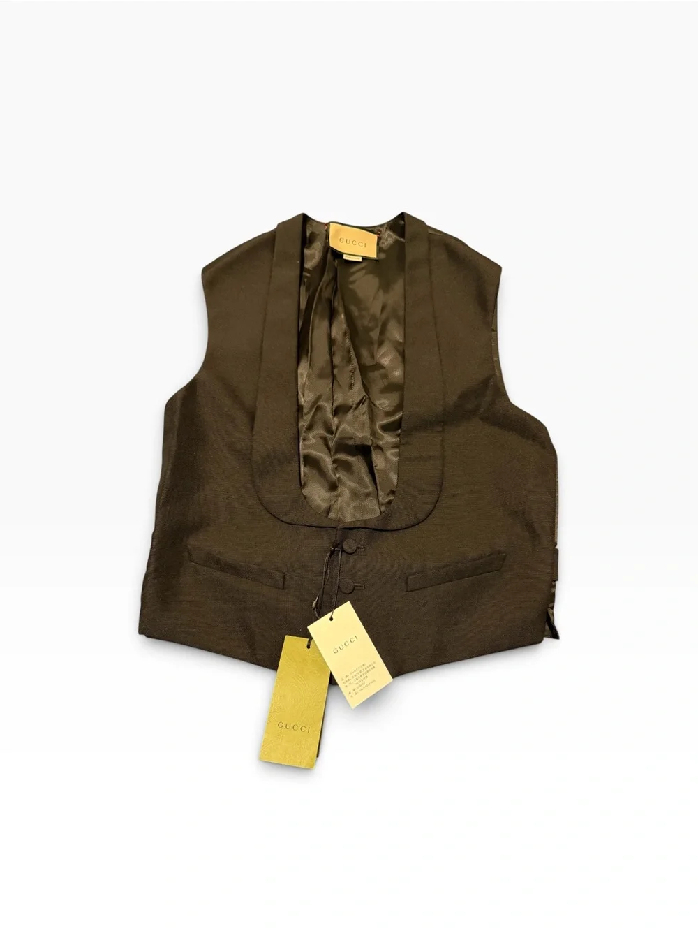 Gucci Men's black cotton & Satin-Trim Vest,NWT,SZ48